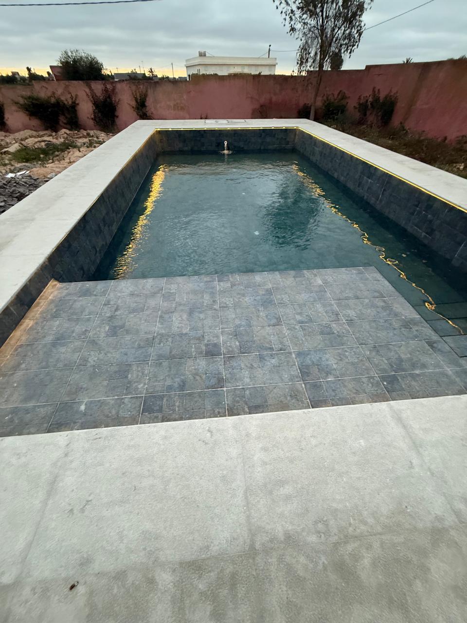 Piscine carrelage foncé